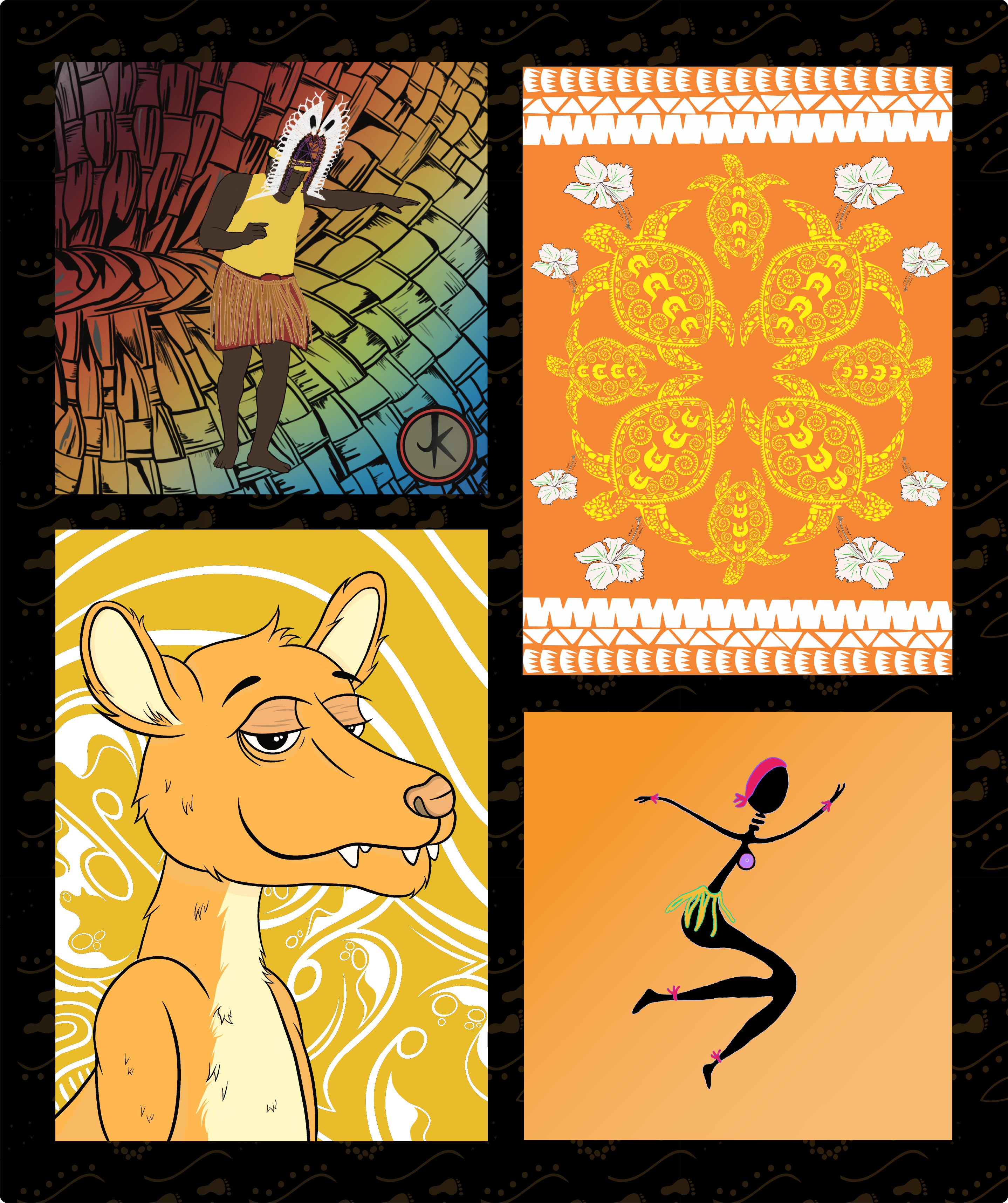 Genesis Collection — collage of four Indigenous artist artworks